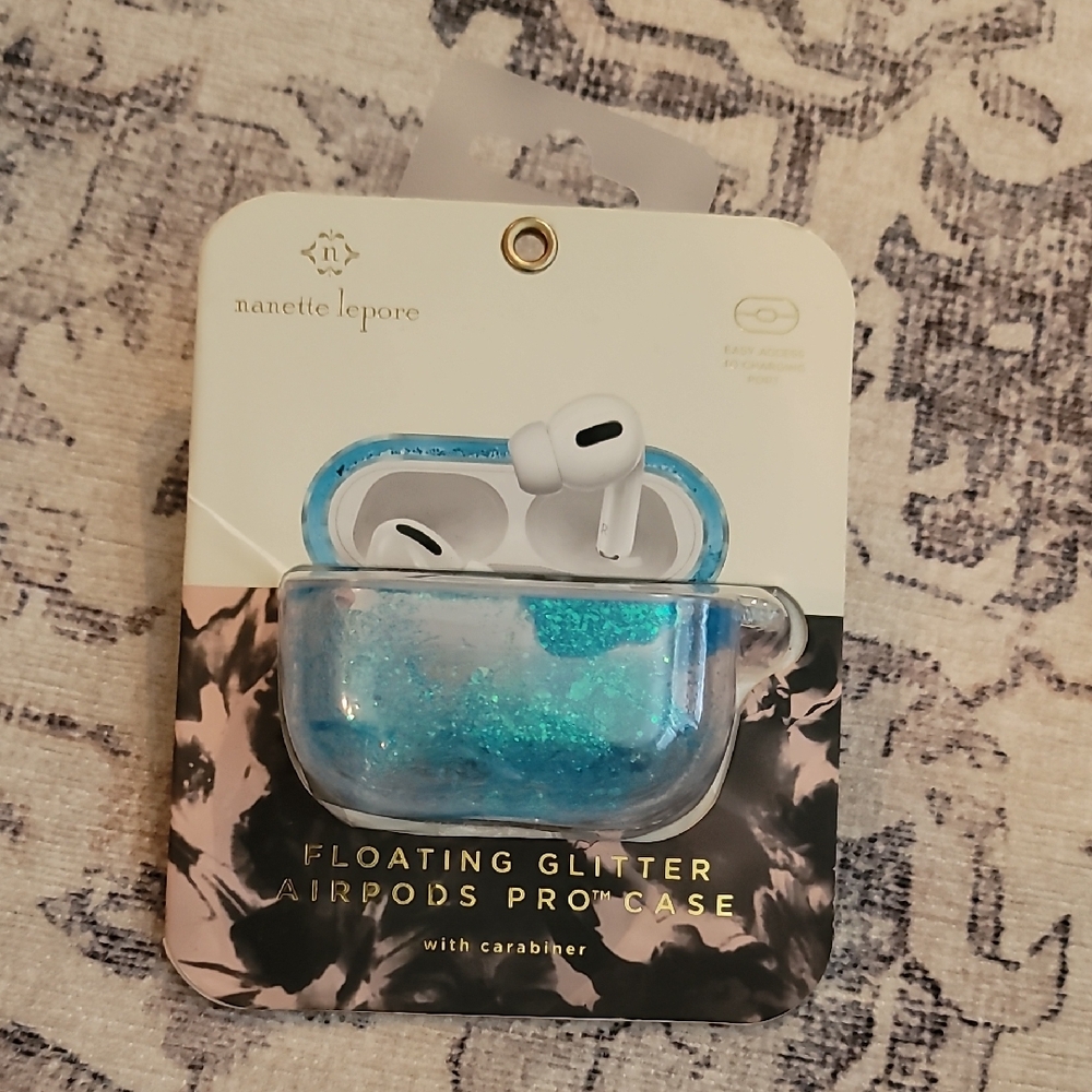 Nanette Lepore Aqua Glitter AirPods Pro Case